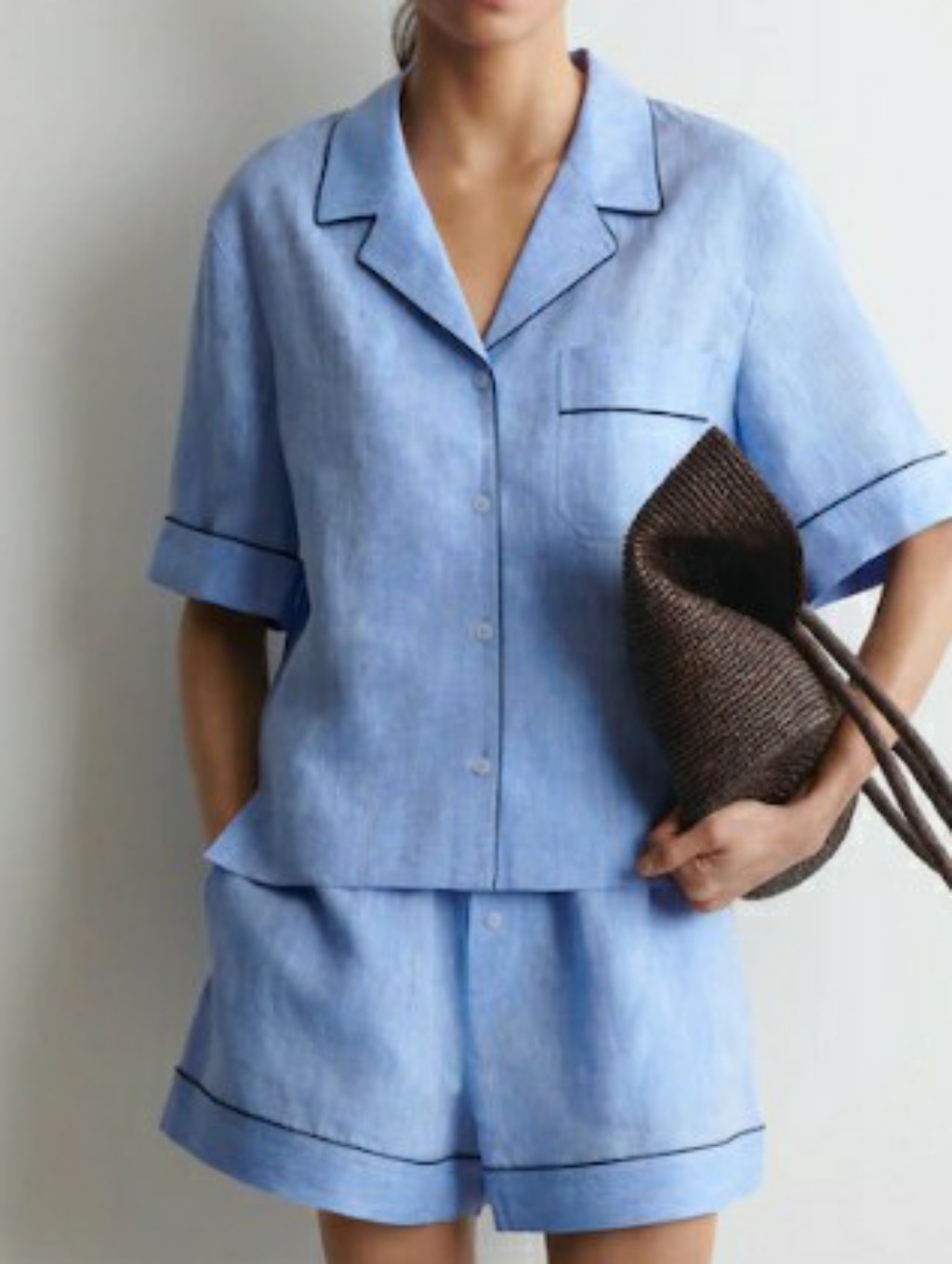 Cos Contrast Piped Linen Short And Top